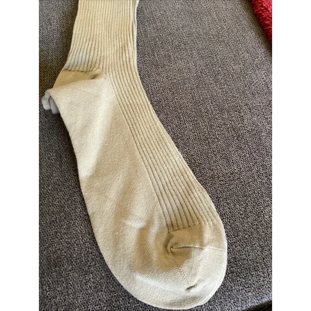 Foot Comfort MENS Socks Non Elastic Large Ribbed Beige Extra Wide And Nonbinding